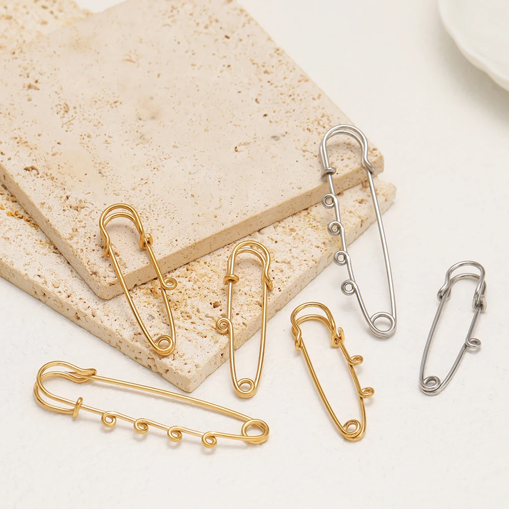 5Pcs Large Safety Pins Stainless Steel Multi Hoops Clasps for DIY Jewelry Brooch Making Findings Clothing Handicrafts Components