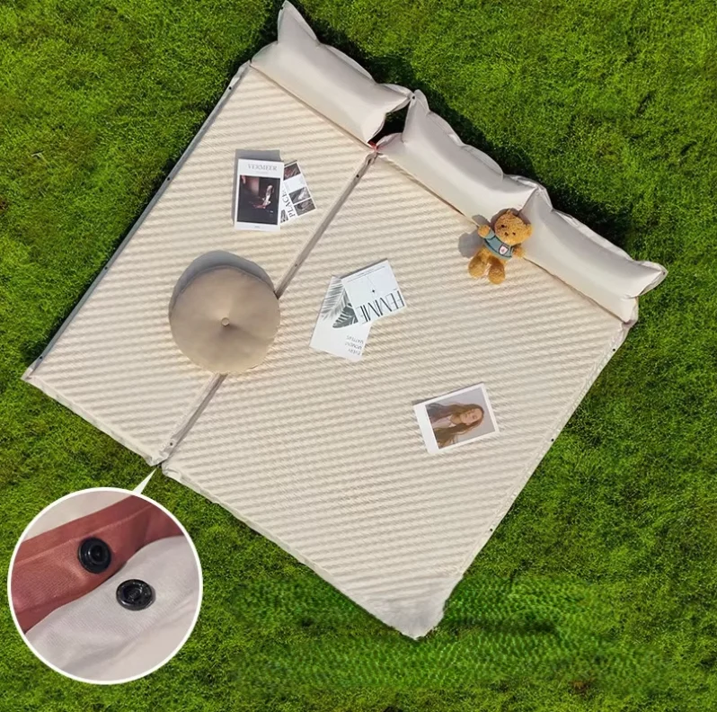Portable Automatic Air Cushion Sleeping Floor Tent Sponge Inflatable Mattress Cushion Dampproof Pad For Camping Hiking