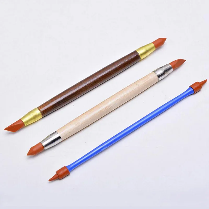 3pcs Soft Silicone Rubber Forming Pen 3 Double-headed Clay Sculpture Tools Pottery Carving Molding Tools