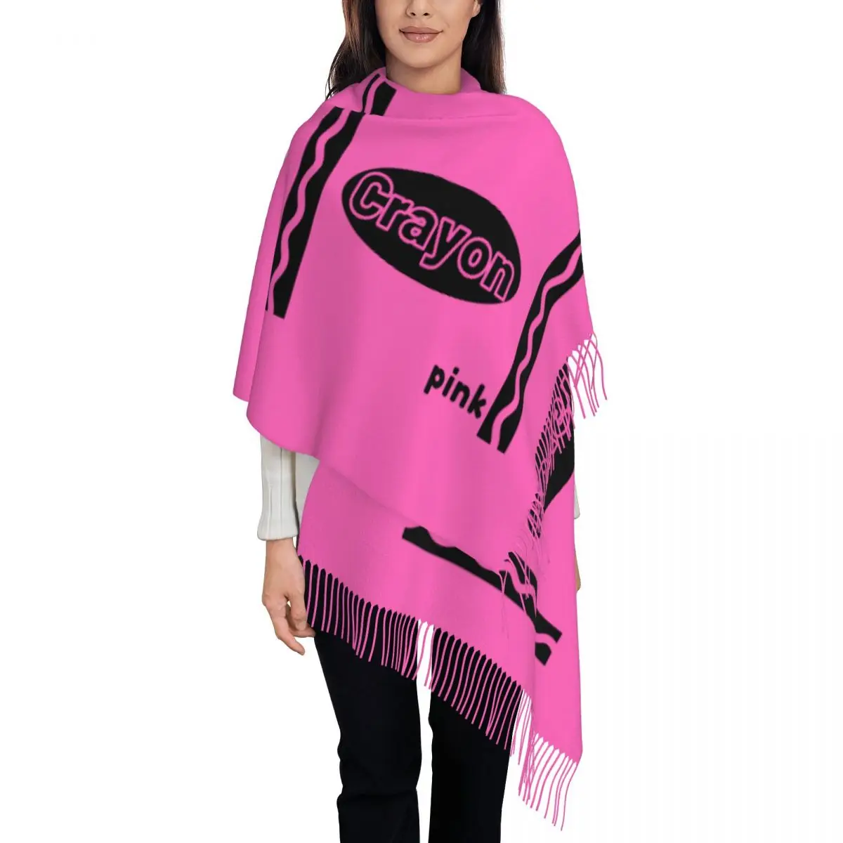 

Розовый карандаш с принтом на заказ, костюм на Хэллоуин, шарф для женщин и мужчин, зимние теплые шарфы, шаль, накидка