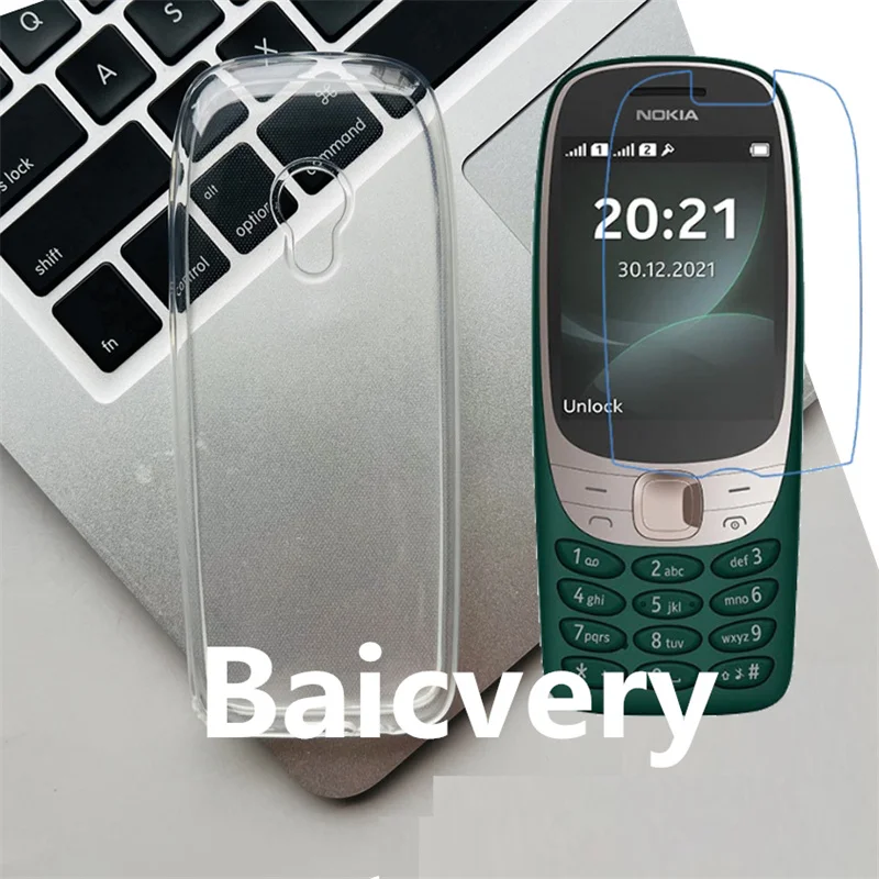 Fashion Soft silicone TPU Back Cover For Nokia 6310 2021 2,8 TA-1400 Phone Funda Case with Screen Protector Film