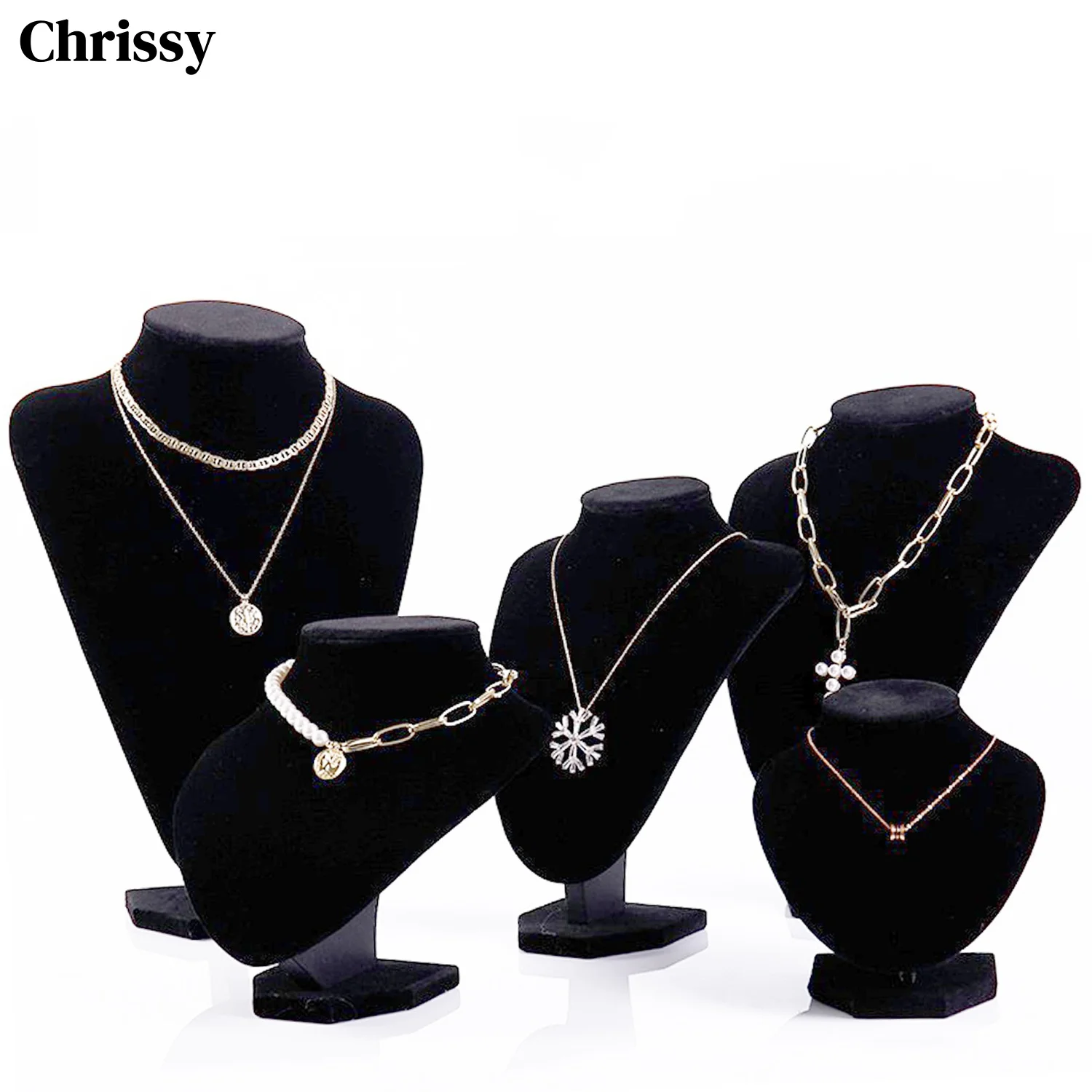 

6 Sizes Multi-color Velvet Jewelry Display Stand PU Leather Model Bust Display Stand Lady Necklace Pendant Mannequin Jewelry