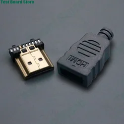 1Pce HDMI 19P gold-plated soldering male high-definition data cable connector with plastic shell soldering cable connector