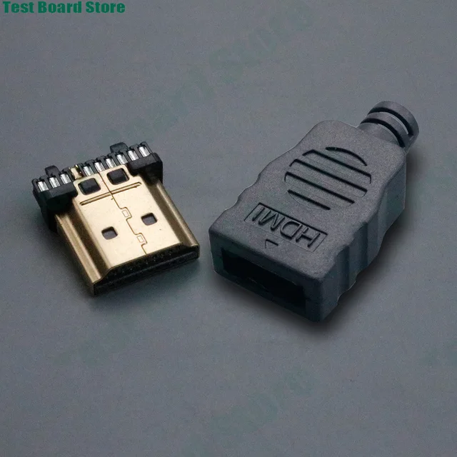 1 szt. HDMI 19P pozłacane złącze kabla do transmisji danych męskiego o wysokiej rozdzielczości z plastikowym złączem kabla lutowniczego
