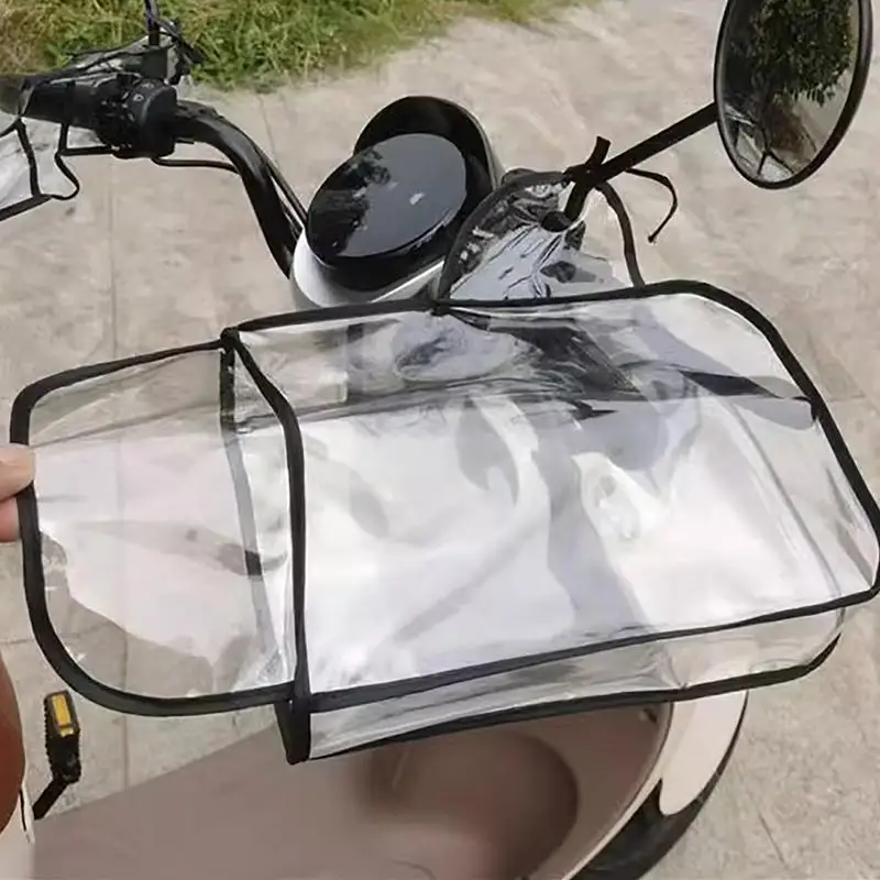 

1pair Rainproof Transparent Motorcycle Handlebar Cover Handlebar Protective Cover WaterProof Thick Transparent Handlebar Mittens