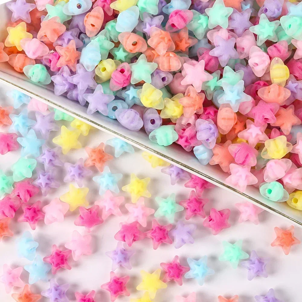 

16mm 20pcs DIY Bracelet Accessories Matte Colourful Five-pointed Star Acrylic Loose Spacer Beads for Jewelry Making