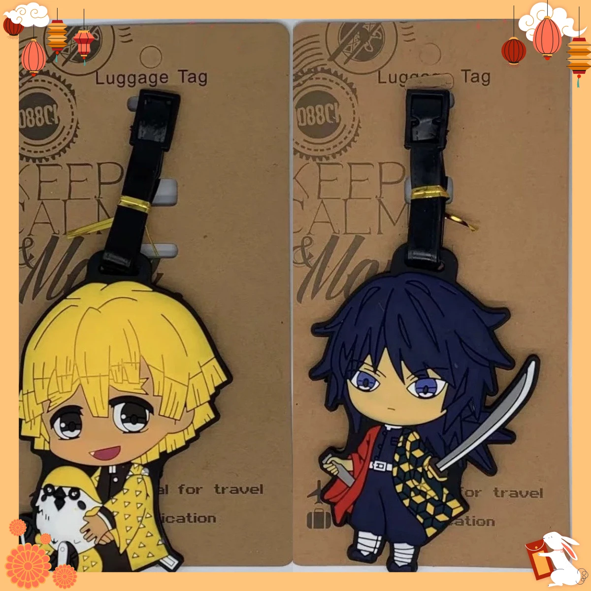 

Милая бирка для багажа Demon Slayer, бирка для чемодана с Танджиро, идентификационная бирка с персонажем аниме для дорожного чемодана