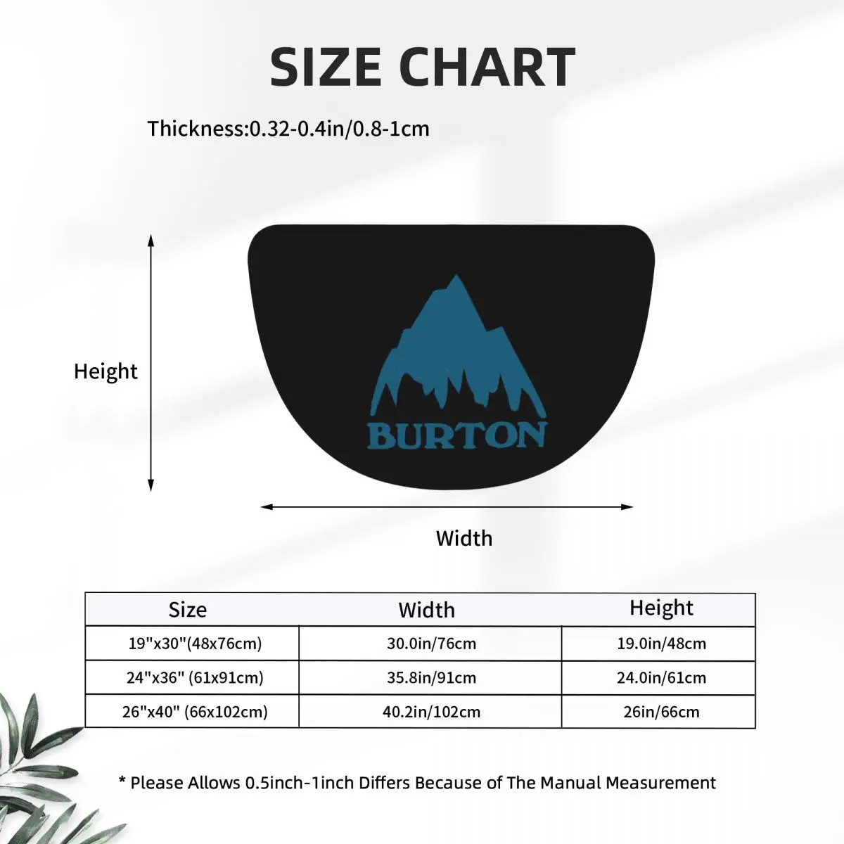 Burton Snowboard Sportive Soft Flannel Half Round Doormat Non Slip Bathroom Mat Absorbent Floor Carpet for Home Bedroom