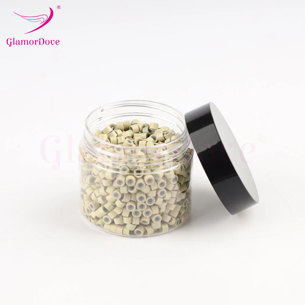 GlamorDove 1000 Stück 4 mm Mikroringe für Haarverlängerungen, Mikrolinks für Haare, mit Silikon ausgekleidete Haarverlängerungsperlen, Werkzeuge, Zubehör – Detail 15