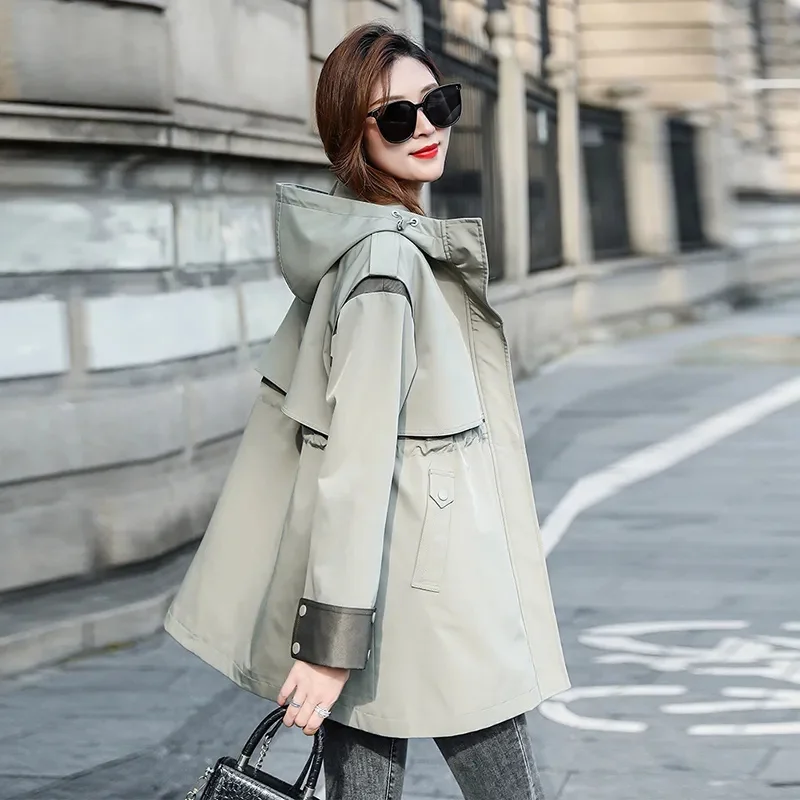 2024 New Spring Autumn Trench Coat Women Fashion Korean Fashion Loose Mid Long Ladies Appear Thin Windbreaker Female Outerwear