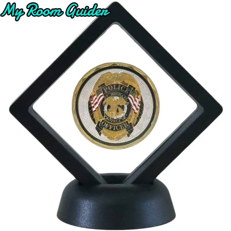 3D Floating Coin Display Stand Case Storage Box for Jewelry Earring Gems Ring Collection Challenge Medal Holder