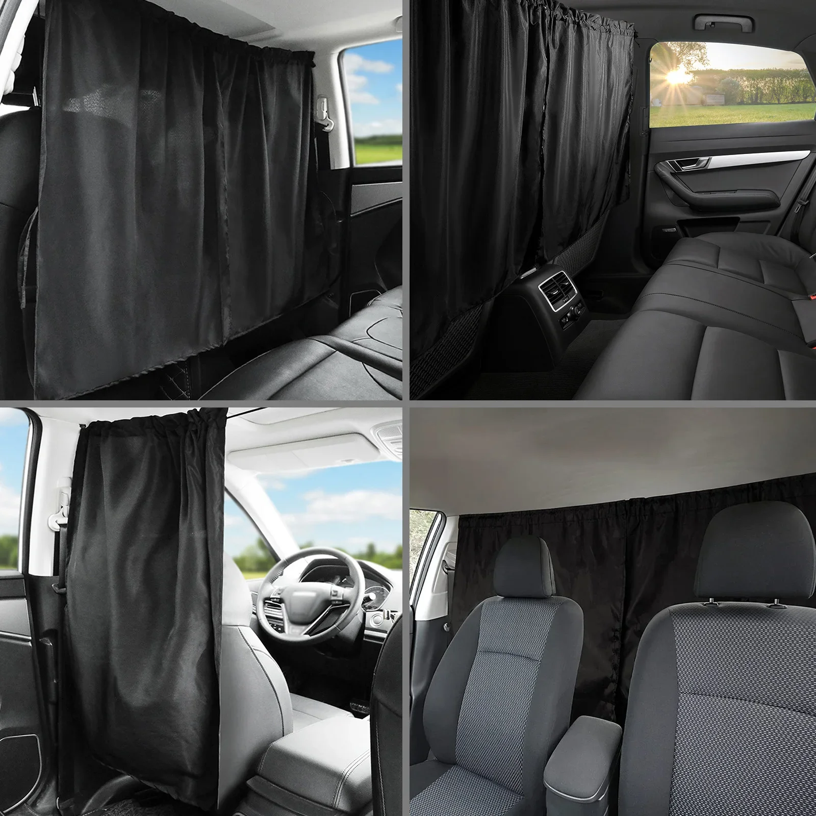 3Pcs Car Privacy Curtains Set Universal Taxi Car Divider Curtain Blackout Curtains for Kids Baby Travel Camping Sleeping image 5