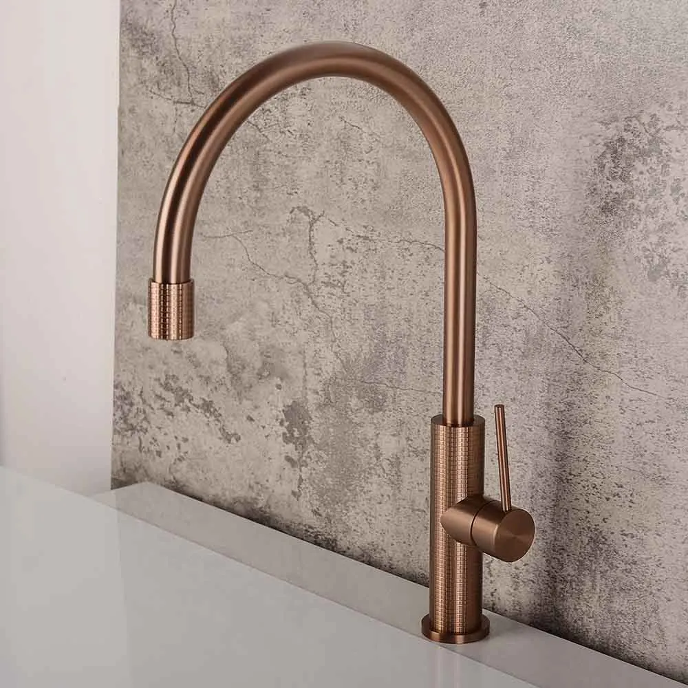 Brushed Rose Gold Stainless Steel Rotating Kitchen Sink Faucet