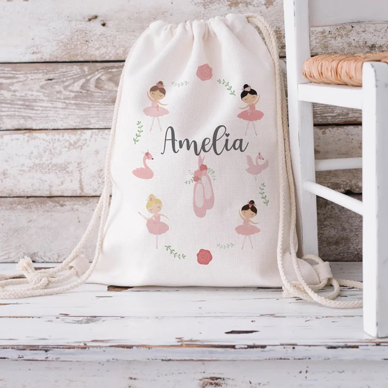 

Personalized Ballet Drawstring Backpack Custom Ballet Dancing Shoes Gift Bags for Girls Christmas Birthday Back To School Gifts