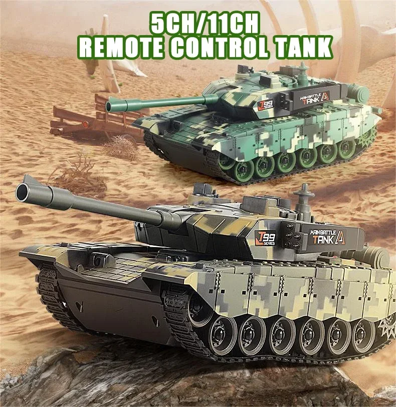 5Ch/11Ch Rc Car Kids Remote Control Tank with Sound Light Radio-Control Clawer Children Gift Simulated Electric Model Toys