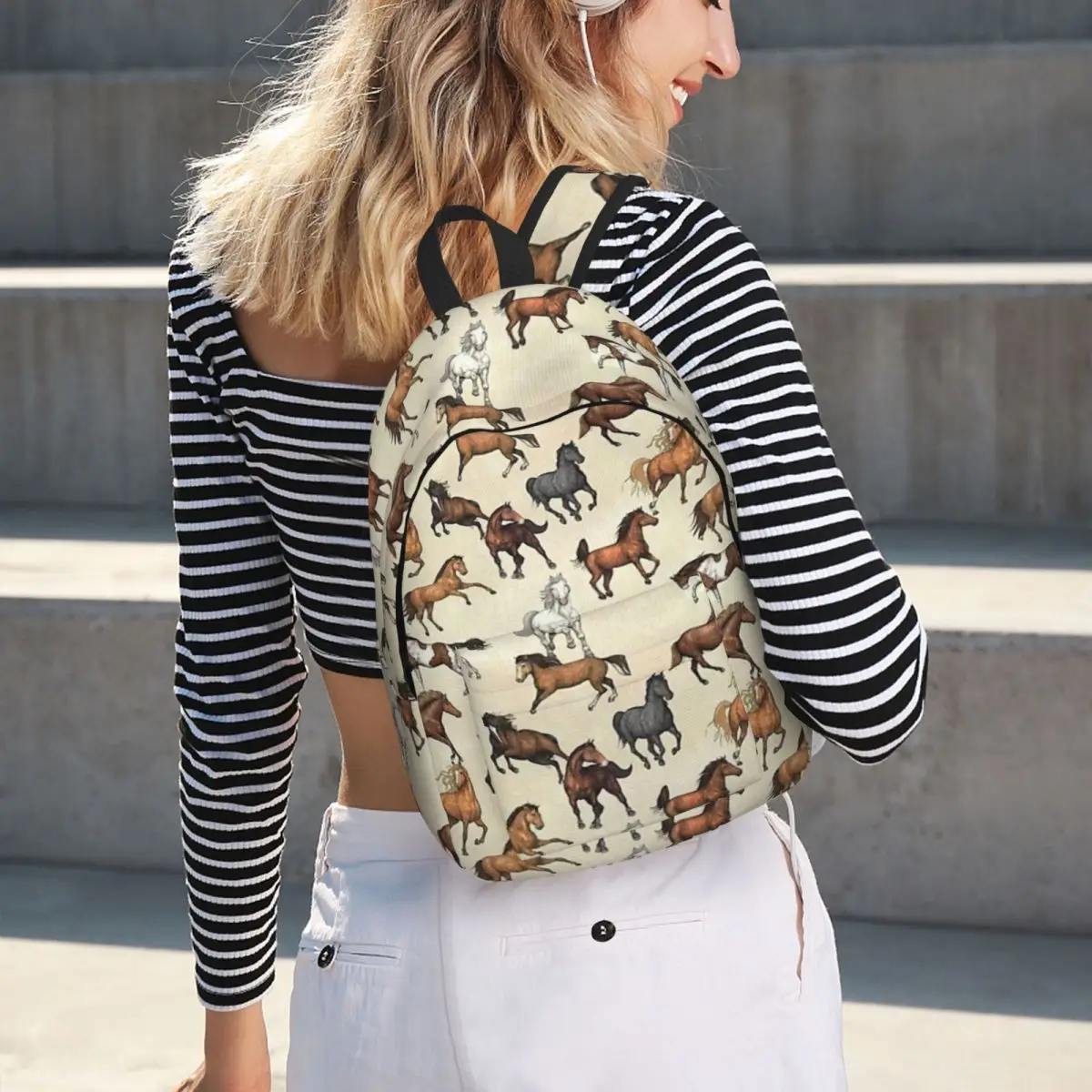 Sunset Horse Pattern Backpack Hot Sale Daypack Large Capacity Boys Girls BookBag School Bag Shoulder Bags for Men Women