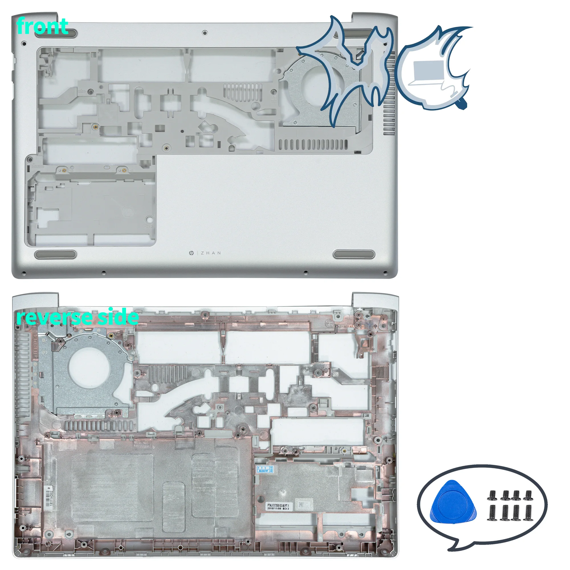 Imagem -05 - Novas Capas para Laptop para hp Probook 440 g5 445 g5 Lcd Capa Traseira Moldura Frontal Apoio para as Mãos Dobradiças Inferiores Substituição Superior Prata