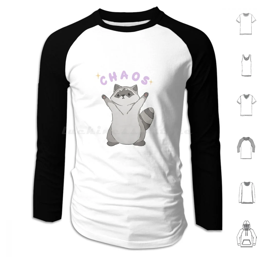 Raccoon Chaos Hoodie cotton Long Sleeve Raccoon Animal Cute Kawaii Adorable Chaos Trash Panda Purple Sparkle