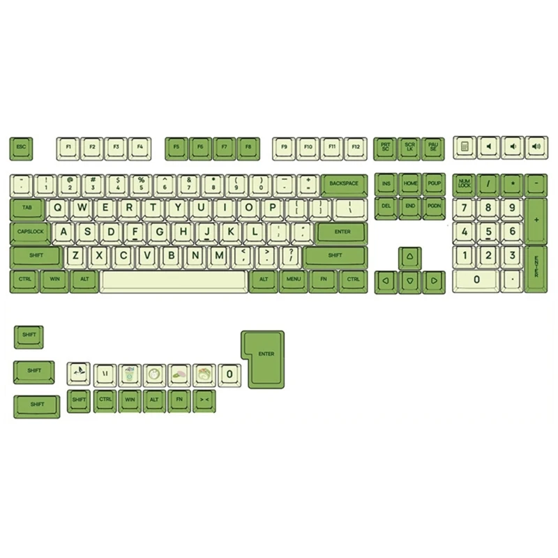 Teclas verdes Matcha DN59, sublimación tinte, perfil XDA grueso PBT para interruptores MX, juego teclas teclado 125