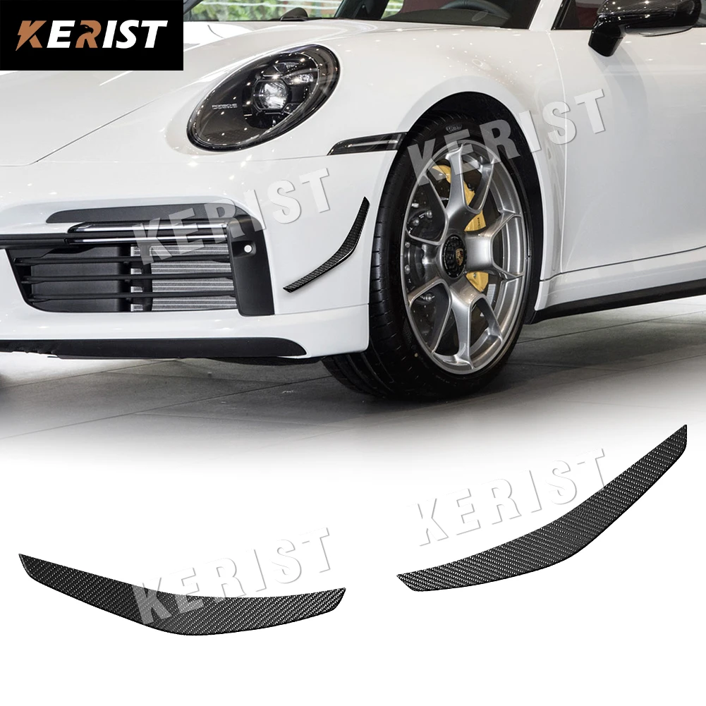 Carbon Fiber Front Bumper Canards Fin Splitters For Porsche 911 992 Turbo S  2019-up