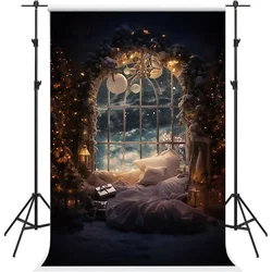 Mehofond Photography Background Winter Christmas Retro Indoor Window Glitter Xmas Kid Family Portrait Decor Backdrop Photo Studi