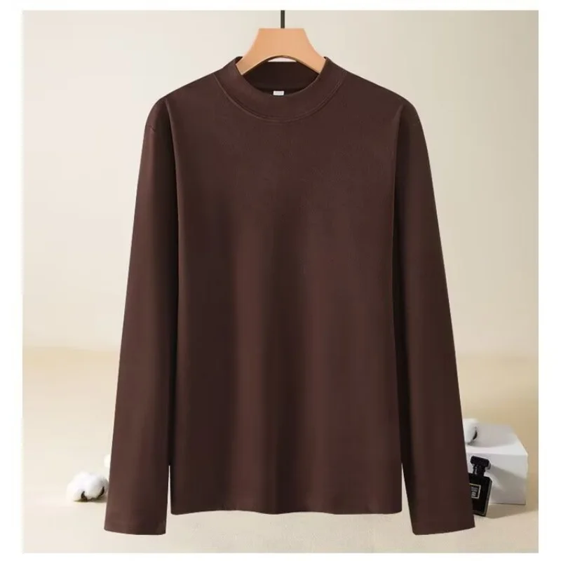 Trendy Thick German Velvet Men's Bottom Shirt Small Stand up Neck Men's Cold resistant Long Sleeve Warm Velvet Slim Fit