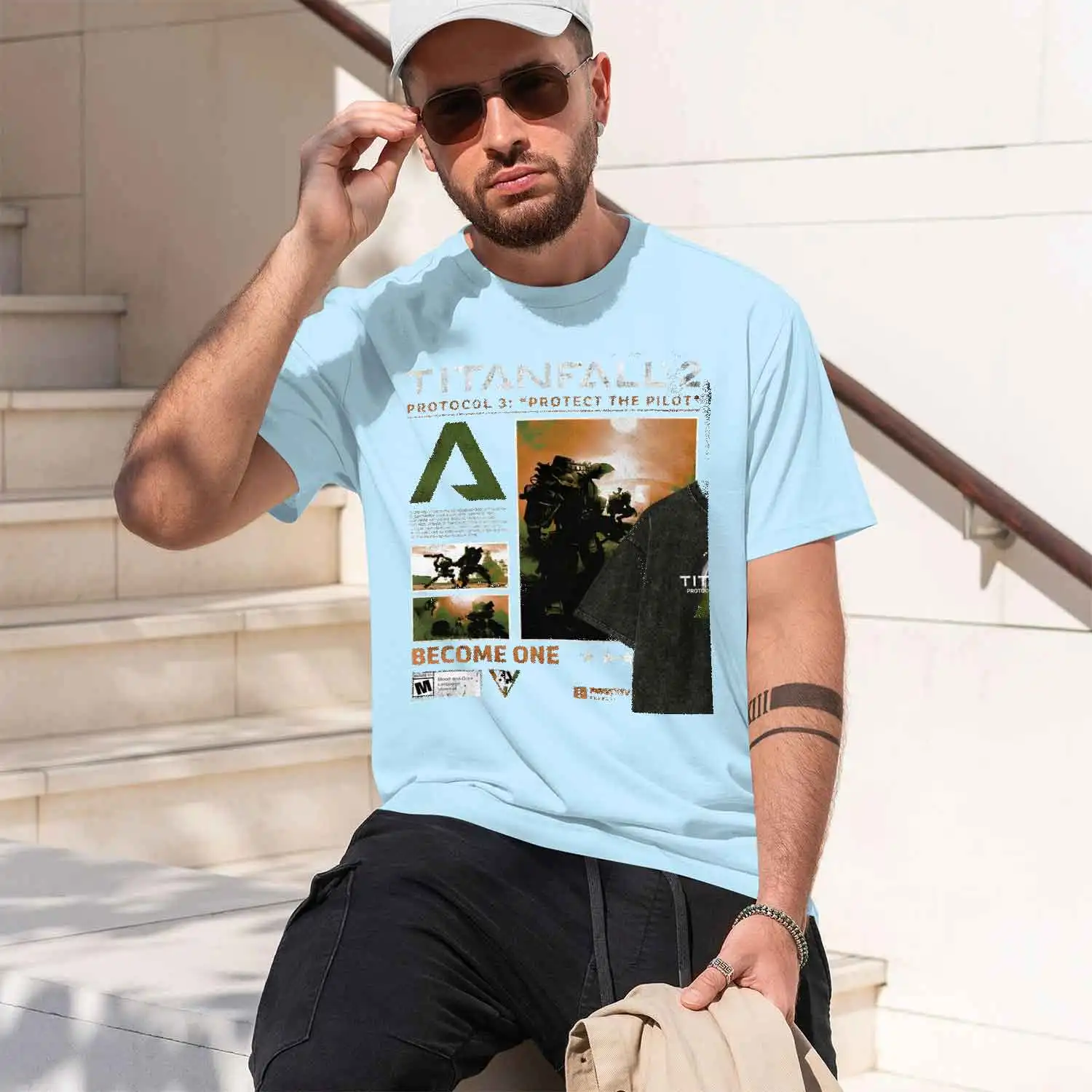 Graph Design Men's T-Shirt Titanfall 2 Protocol 3 Protect The Pilot Gaming Theme Summer Casual Wear For Gamers And Sci Fi Enthus view 4