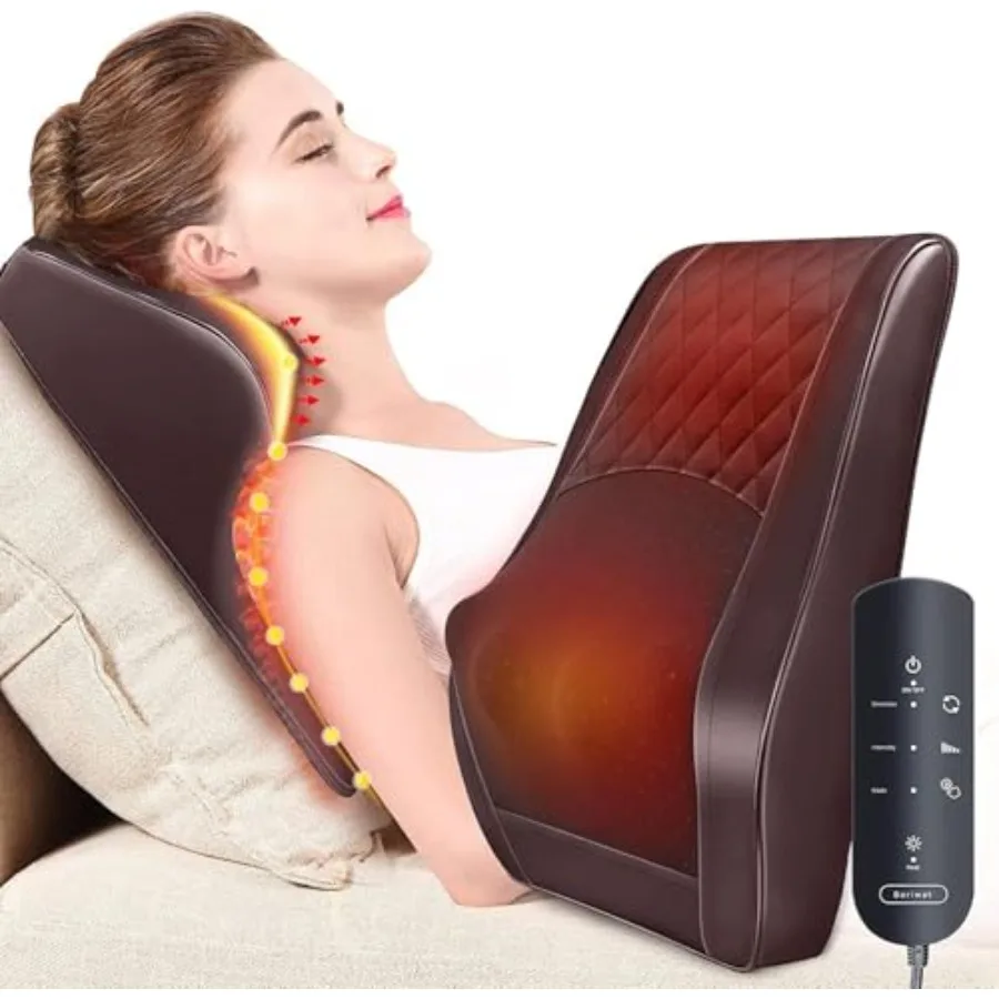 

Back Massager Neck Massager with Heat Shiatsu Massage Pillow for Pain Relief Massagers for Neck and Back Shoulder Leg Christmas