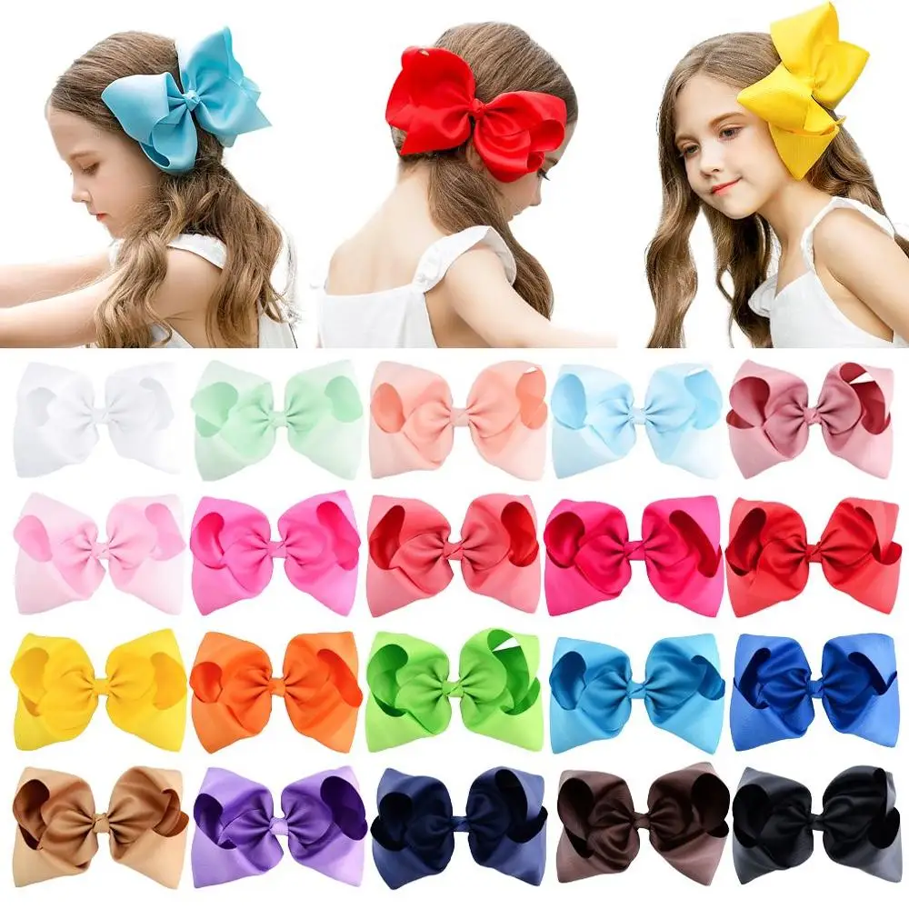 6 pollici grande nastro Grosgrain fiocchi per capelli solidi con clip donna ragazze bambini fermagli per capelli copricapo Boutique spille per