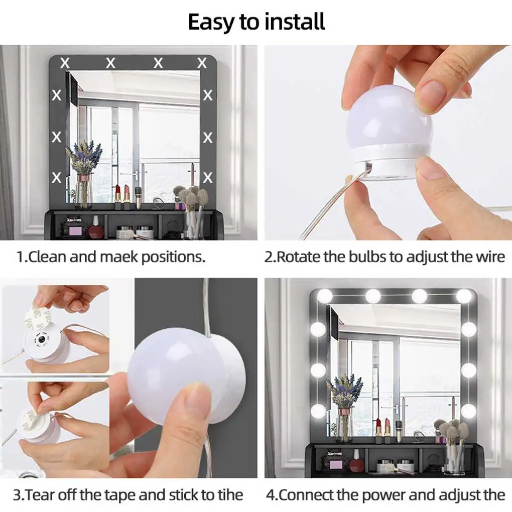 Confezione da 10 lampadine Luminose Comò LED Specchi per trucco Salone di bellezza