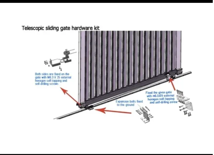 3m 4m 5m Slivery automatic Telescopic sliding gate kits