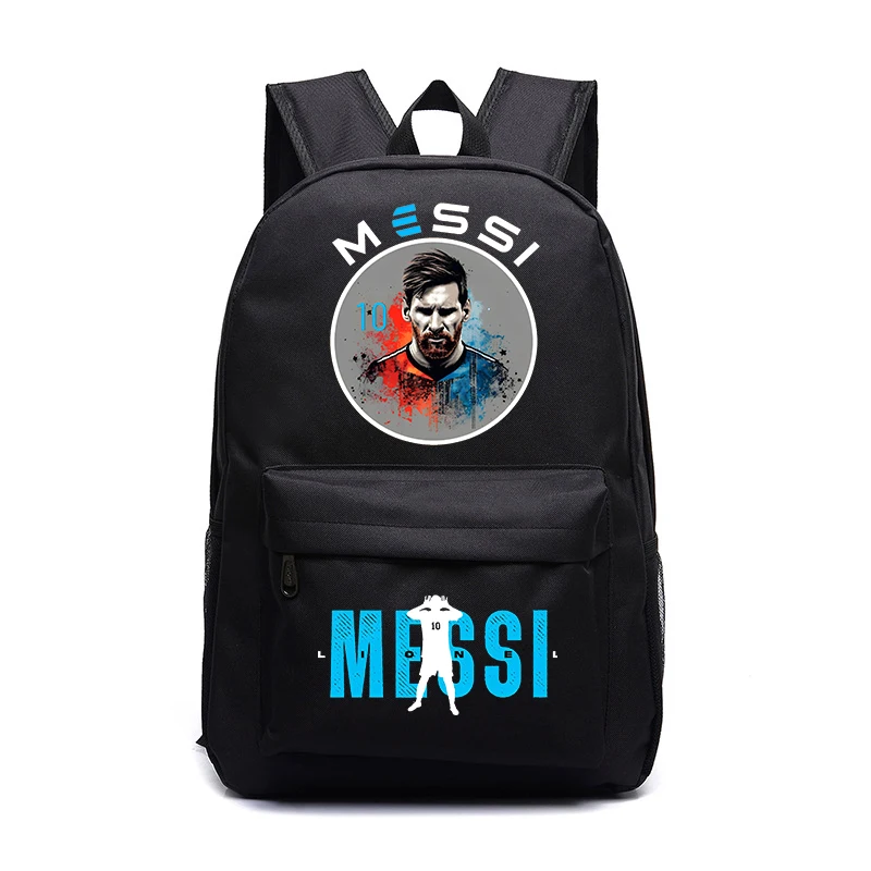 

messi printed children's backpack youth student school bag black outdoor travel bag