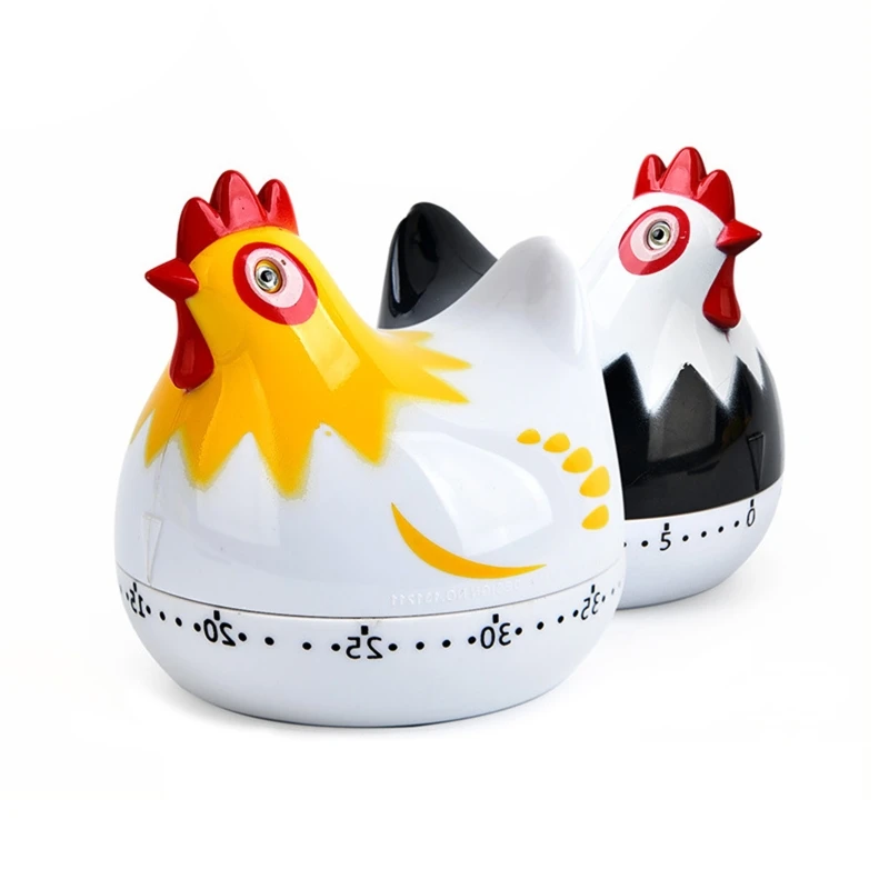 KX4B 55 Minutes Novelty Chicken Kitchen Timer Mechanical Rotating Alarm for Cooking Baking Countdown Clock