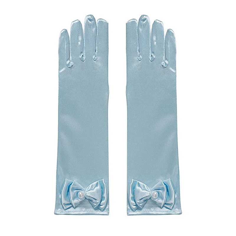 Little Girls Satin Gloves Bowknot Gloves Princess Gloves for Kids Party Wedding Formal Pageant Toddler Dress Up Gloves