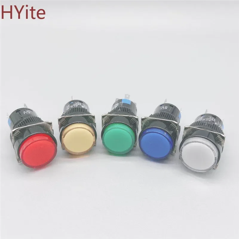 LED 5v 12V 24v 220V 16mm  la128a  Momentary push button with lamp ,5pins