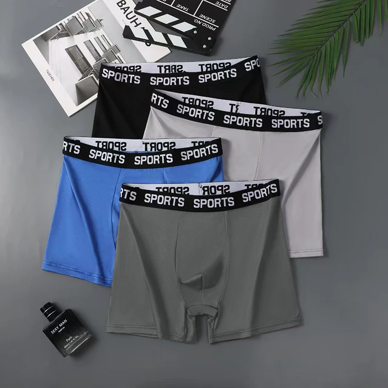 4PCS Men's Underwear Simple Fashion Four Seasons Suitable for Men's Flat-Angle Underwear SPORTS Casual Underwear