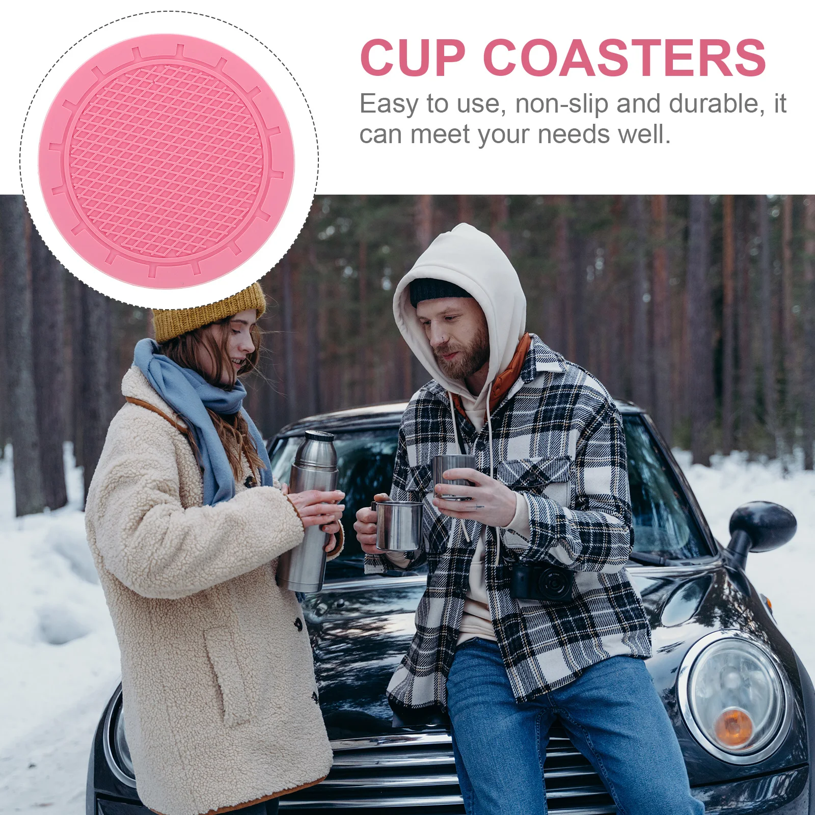 

4pcs Mounted Coaster Square Car Mounted Coaster PVC Cup Pad Fashion Waterproof Heat Insulation Non Slip Gadgets