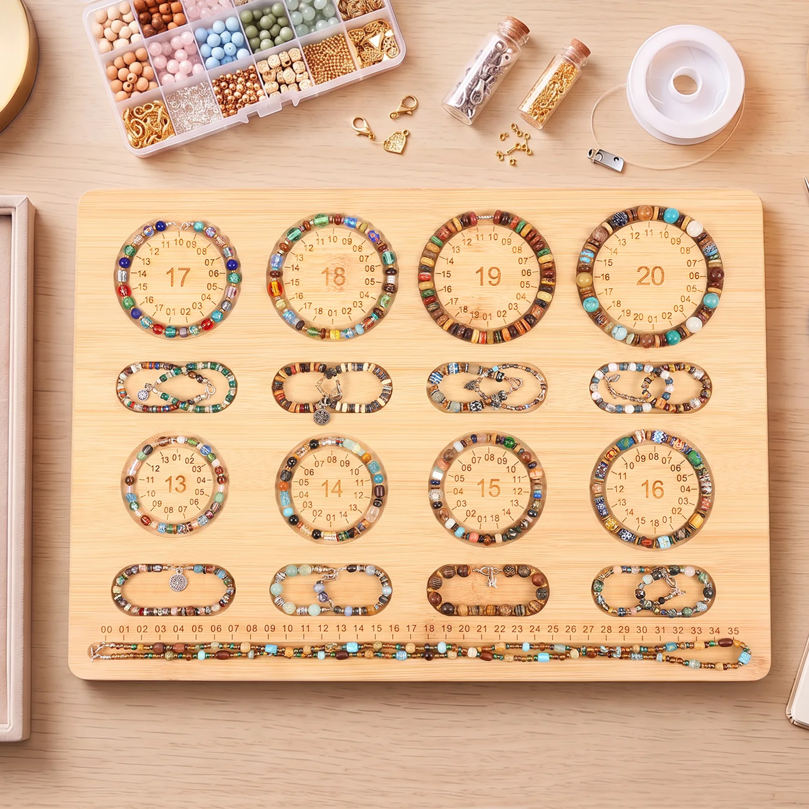 Wood Bead Board with Measuring Scale for Beading and Jewelry Project Bead Board Beading Board Bead Design Board Bracelet Board