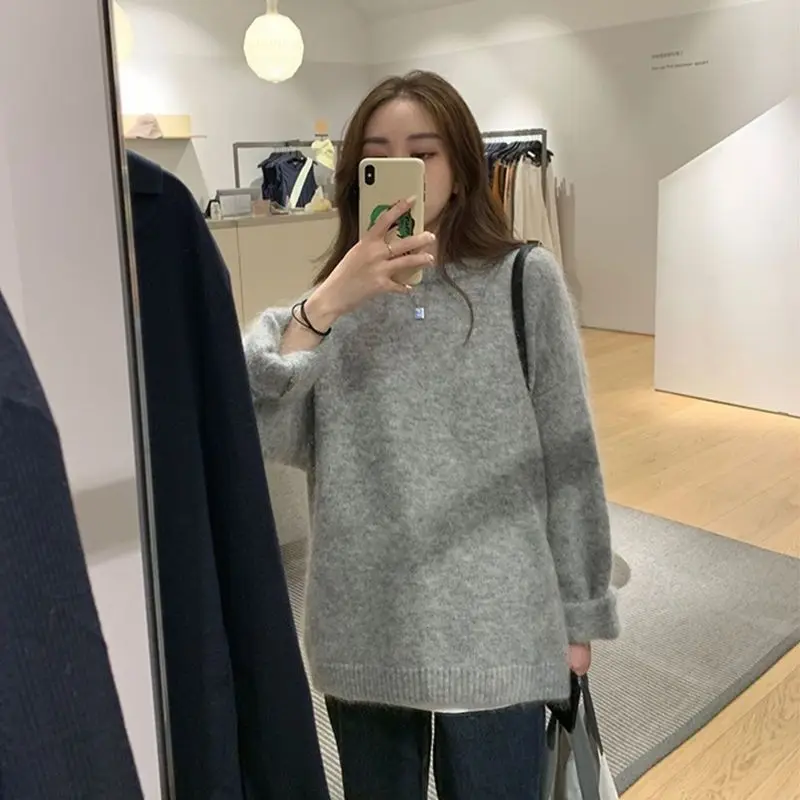 2024 Autumn Winte Women\'s Sweater O-Neck Knitted Pullover Lazy Style Korean Fashion Soft Loose Warm Long Sleeve Sweaters U1044