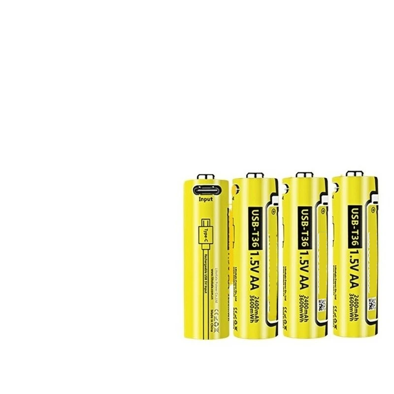 ل Liitokala USB-T36 1.5 فولت AA 3600mWh ليثيوم أيون بطارية قابلة للشحن 1200 دورة نوع-C AA 2400 مللي أمبير بطارية