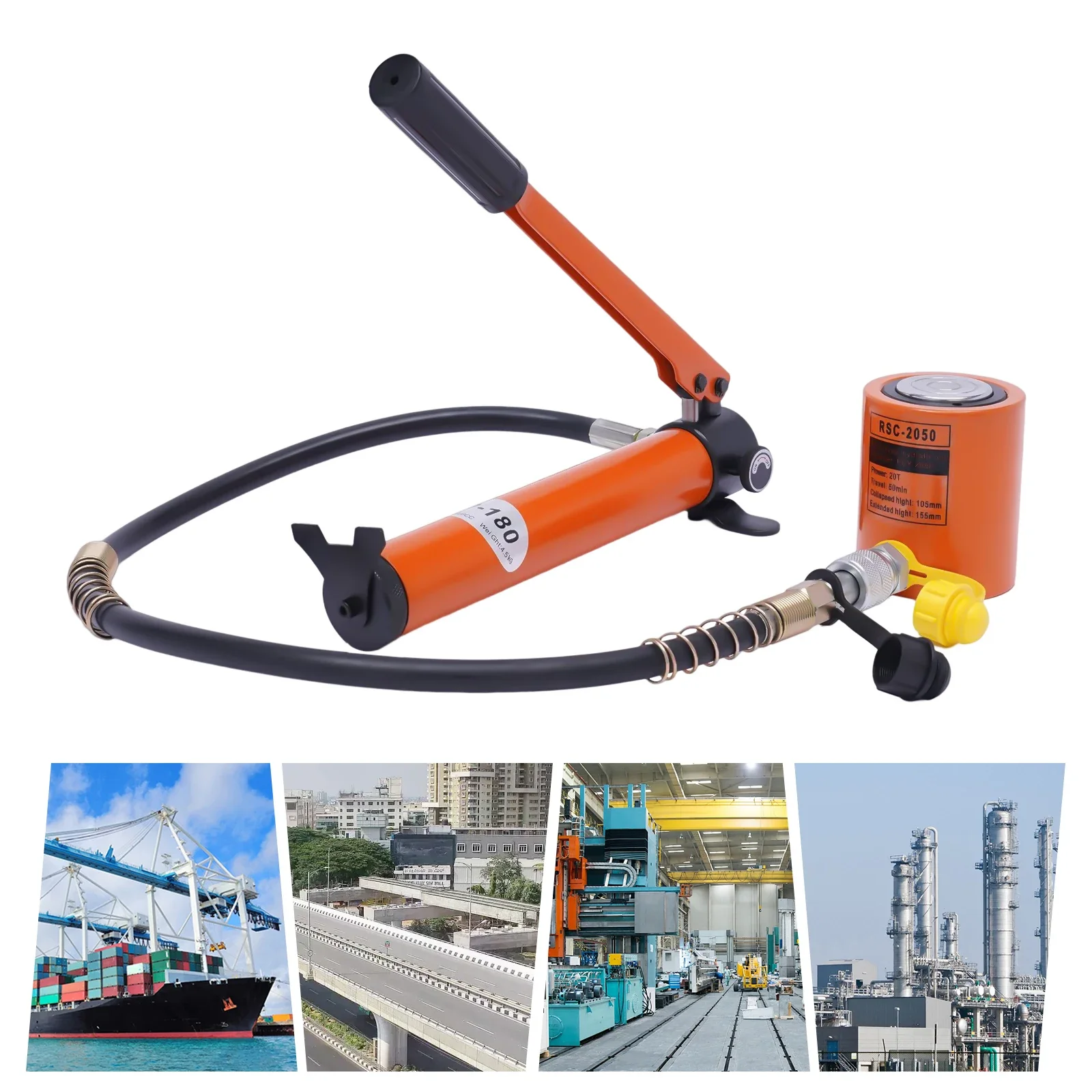 10T/20T Hydraulic Ram Cylinder Jack with CP-180 Hand Pump. Ideal for machinery & shipbuilding, offers reliable lifting.