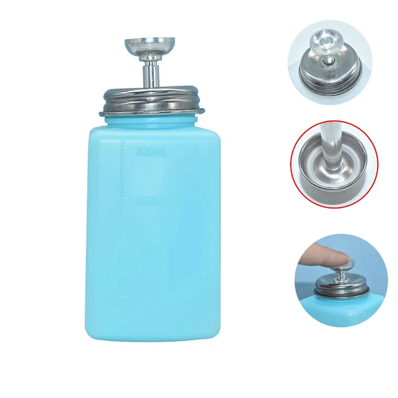 200ML Dispenser Pump Bottle Nail Polish Down Push Remover Bottles Empty Pumping Jar Airless Press Manicure Clear Liquid Makeup