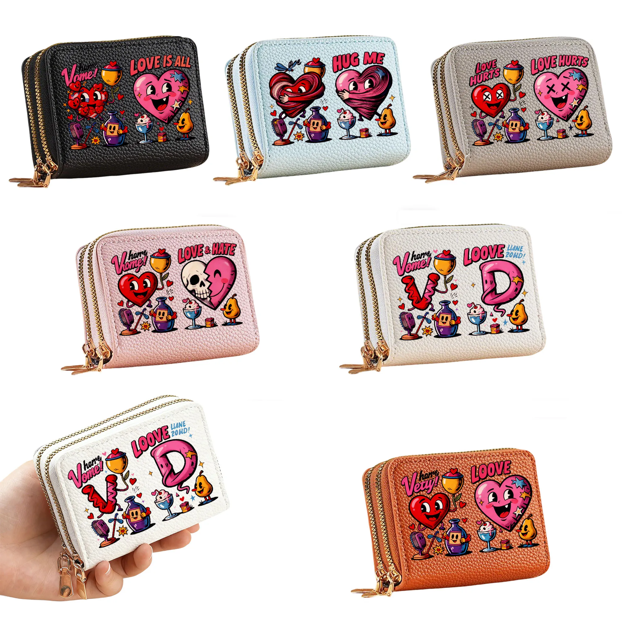 قطعة واحدة من حقيبة تخزين هدايا المهرجانات المخصصة لعيد الحب مع طبقات بسحاب مزدوج ومقصورات متعددة #1