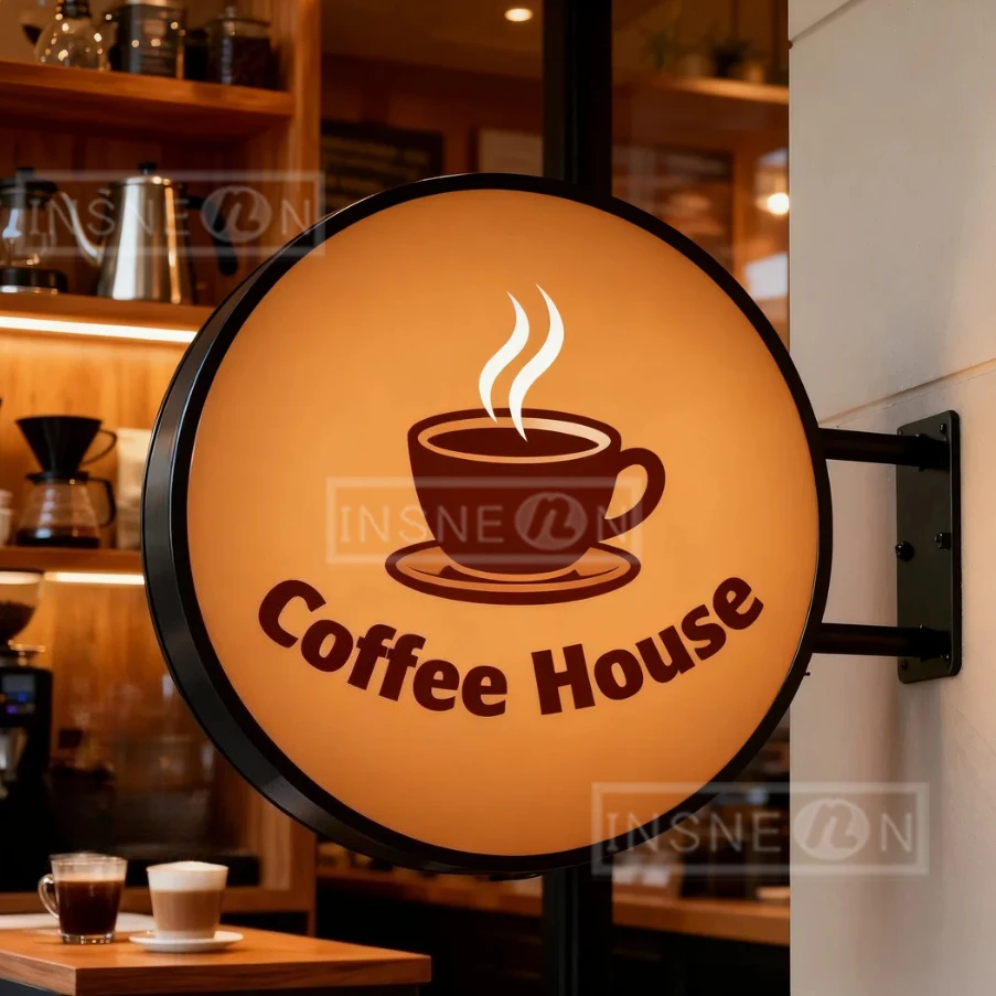 Personalized LED Sign Custom Lightbox Advertising Light Up Business Coffee House Logo Storefront Illuminated Double-sided Deco