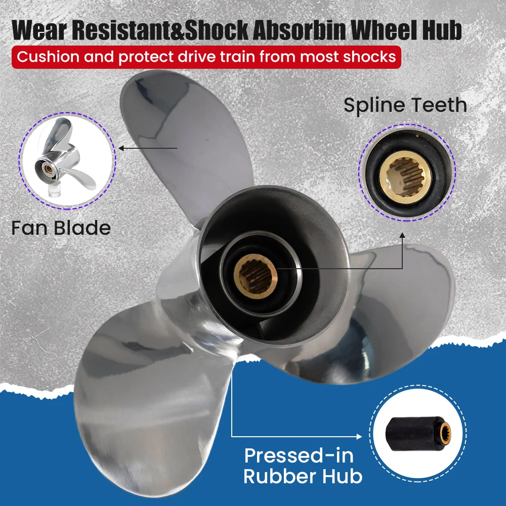 Outboard Propeller 13 1/4x17 For Yamaha 60hp 70 80 F90 F100 115HP 130HP 3421-133-17 Screw Boat Motor Stainless Steel Propeller