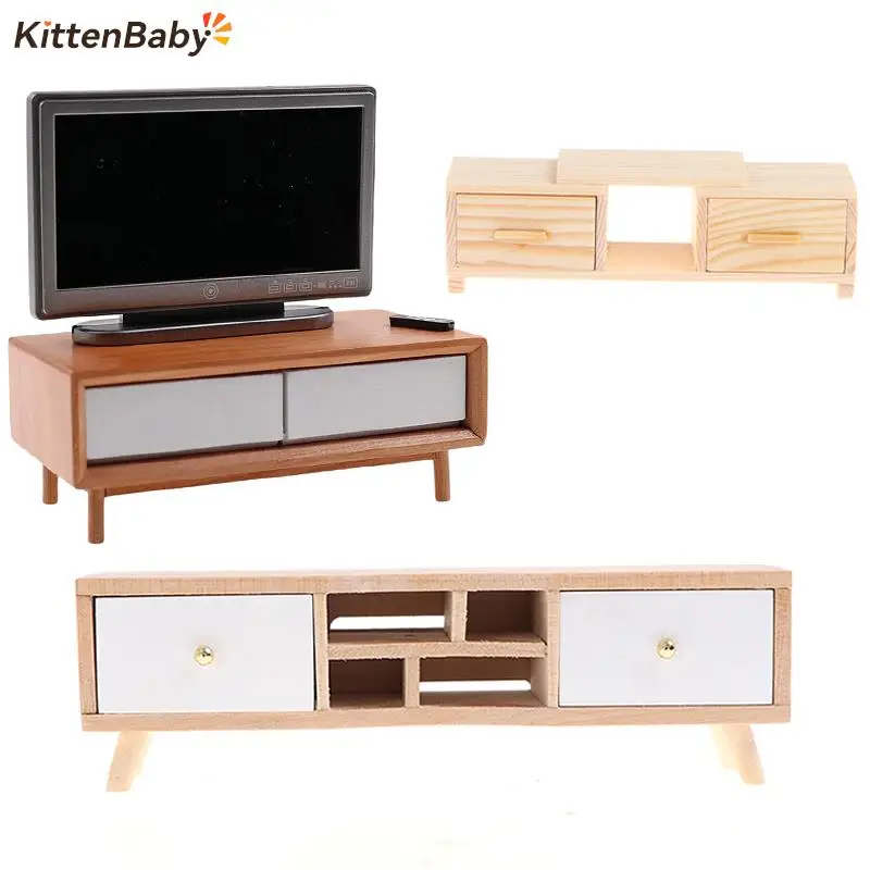 1:12 Dollhouse Miniature TV Cabinet Locker Storage Cabinet Furniture Model Living Room Decor Toy Doll House Accessories