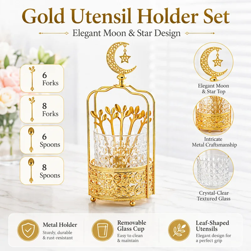 Stainless Steel Fruit Fork Set with Elegant Storage Jar for Home Use Luxury Dessert Forks Kids Fruit Picks and Instagram Style P