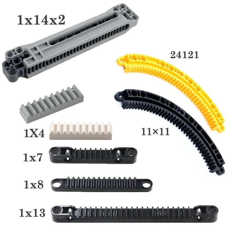 MOC 1X4  1x7 Gear Rack 1x14x2 Technology Building Blocks Parts 64781/6630/3743/24121 Gears Assembly Diy Toys Bricks Accessorie