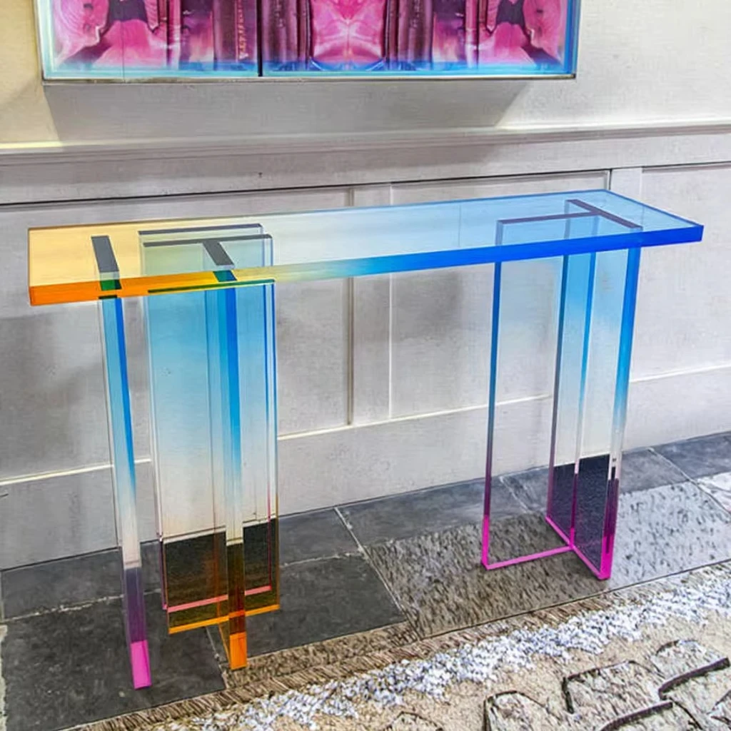fj-High Class Villa Entry Living Room Rainbow Color Acrylic Entrance Table Modern Design Home Use Acrylic Porch Table