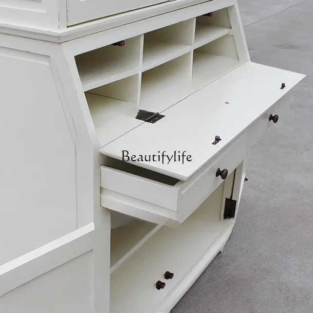 *Export French retro solid wood dome multi-functional glass door bookcase display case